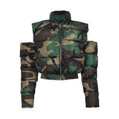 Cutout Shoulder Camouflage Jacket