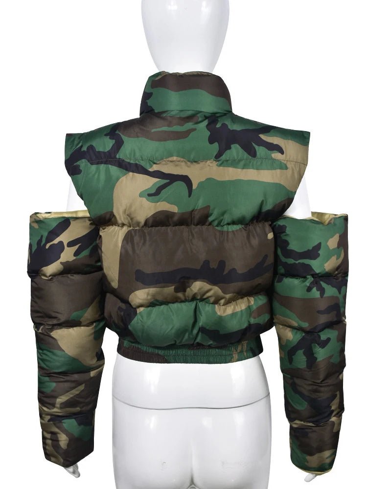 Cutout Shoulder Camouflage Jacket