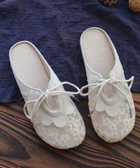 Casual Splicing Grey Lace Breathable Mesh Lace Up Slide Sandals