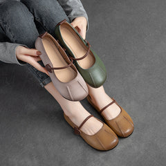 Women Spring Summer Retro Leather Casual Shoes