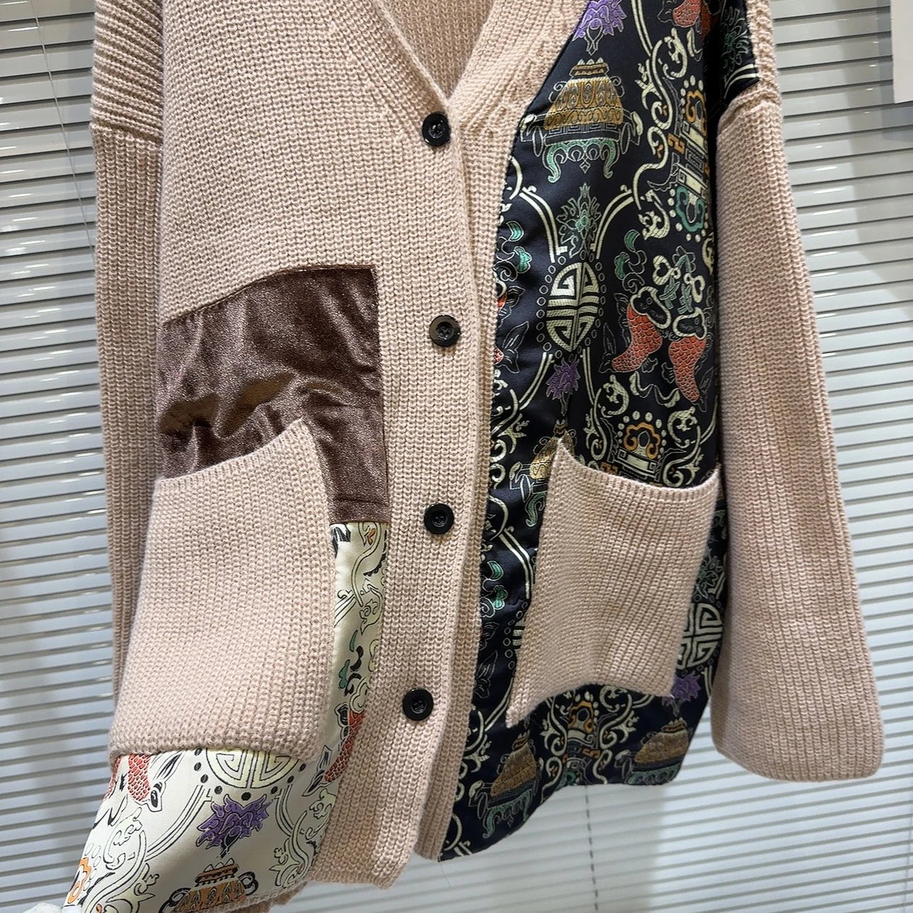 Damask Patchwork Knitted Sweater