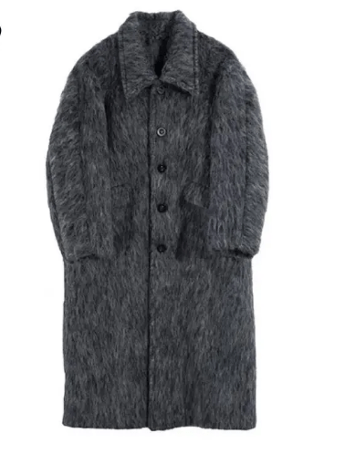 Dark Gray Warm Woolen Long Overcoat