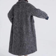 Dark Gray Warm Woolen Long Overcoat