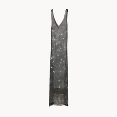 Dazzling Rhinestones Mesh  Sleeveless Dress