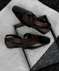 Fashion Bow Splicing Chunky Sandals Silver Sheepskin