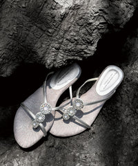 Brown Zircon Splicing Chic Wedge Suede Slide Sandals