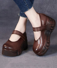Elegant Black Cowhide Leather Buckle Strap High Wedge Heels Shoes