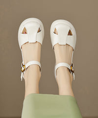 Boutique Splicing Chunky Sandals Yellow Sheepskin Buckle Strap