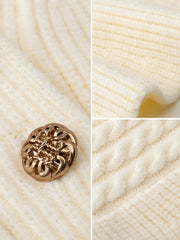 Deco Button V-Neck Sweater Dress