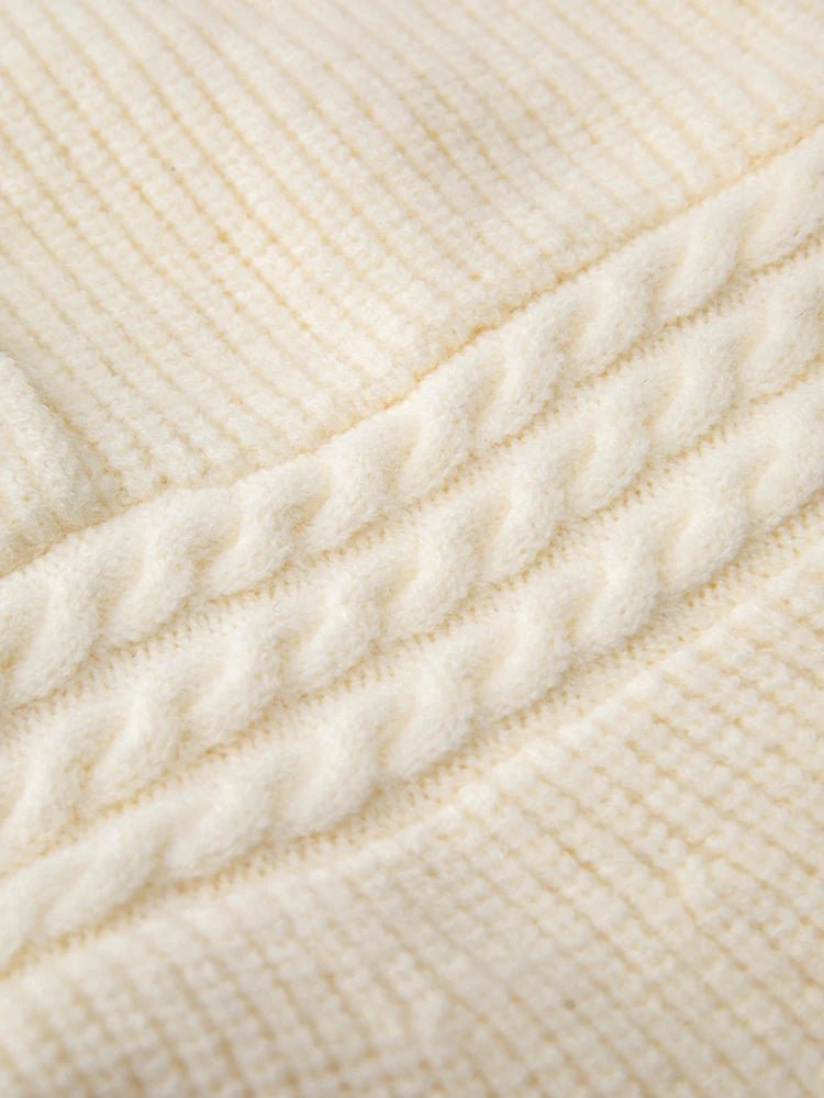 Deco Button V-Neck Sweater Dress