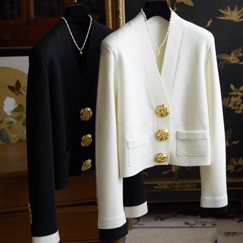 Decorative Gold Buttons Short Jacket