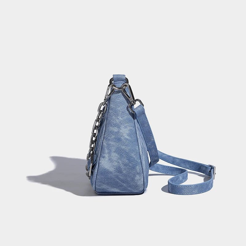 Denim Crossbody Chain Strap Handbag