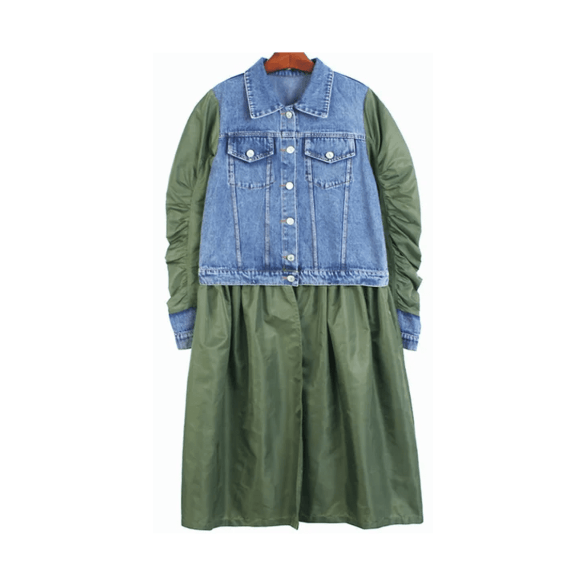 Denim Cuffs Vest Loose Coat