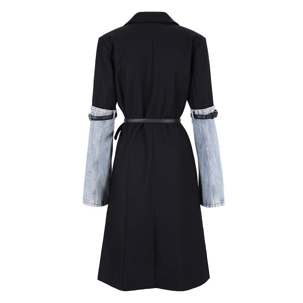 Denim Forearm Sleeves Spliced Coat