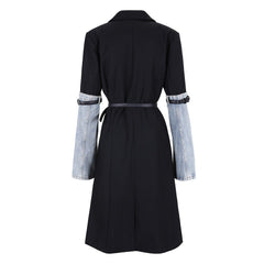 Denim Forearm Sleeves Spliced Coat
