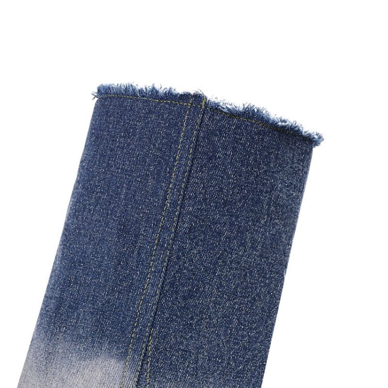 Denim Fray Boots