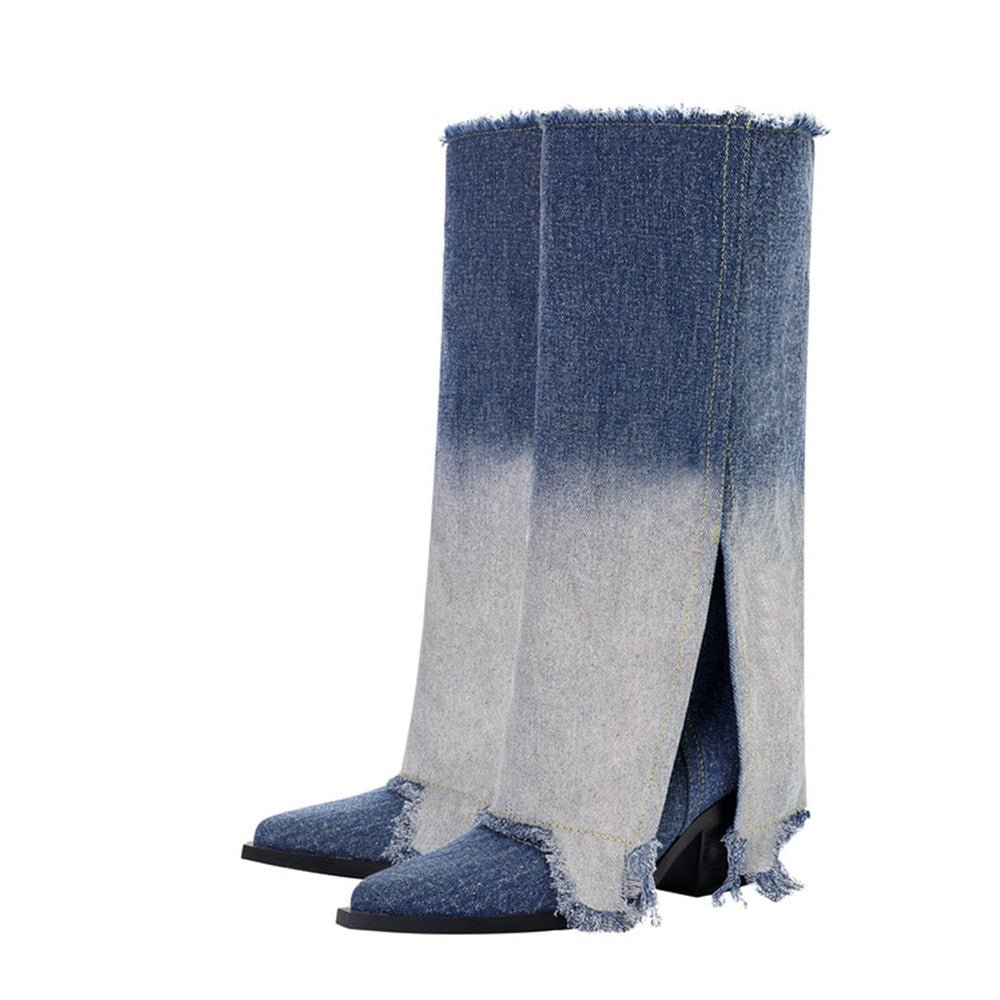 Denim Fray Boots