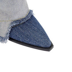 Denim Fray Boots
