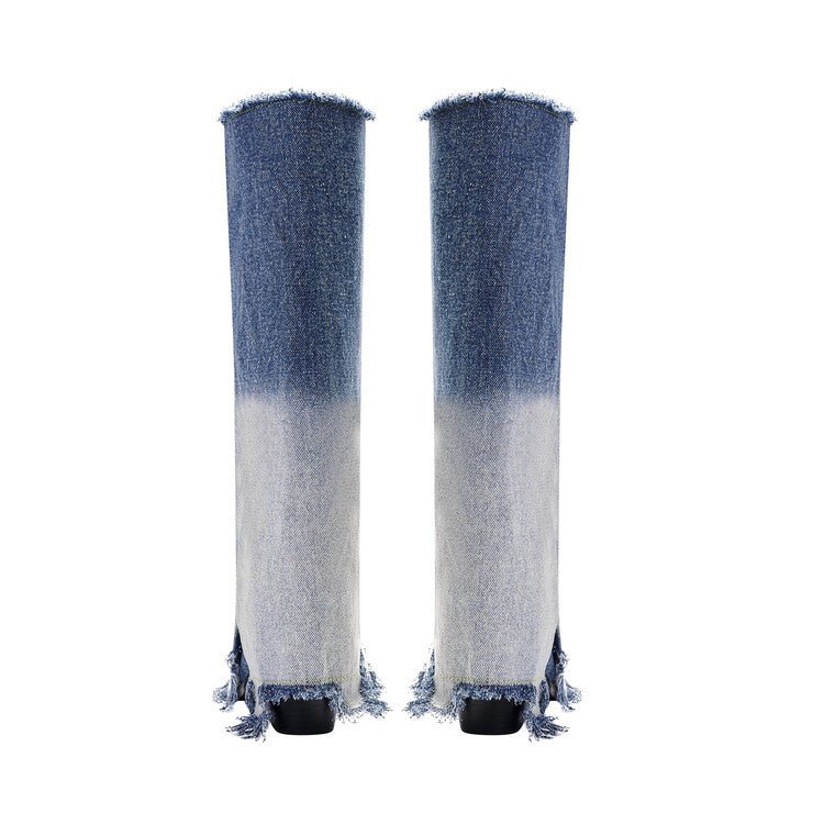 Denim Fray Boots