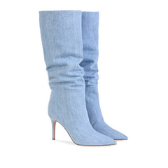 Denim High Heel Boots