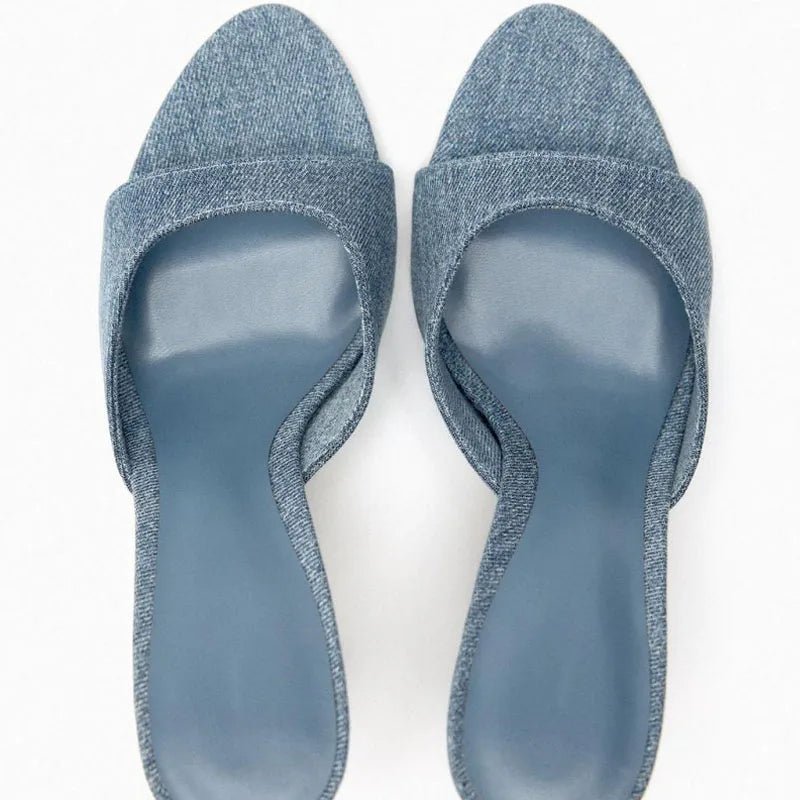 Denim Open-Toe High Heels Sandals