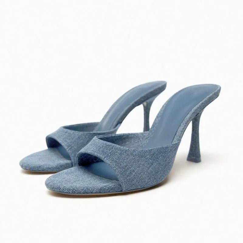 Denim Open-Toe High Heels Sandals