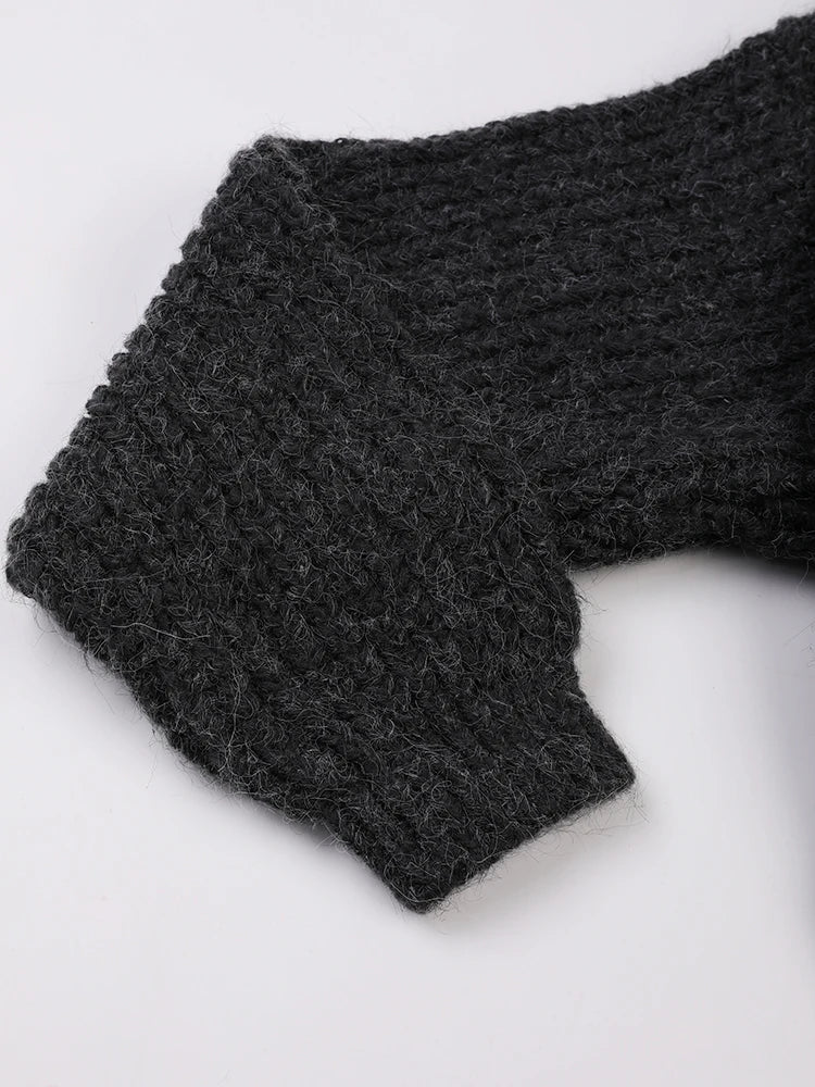 Denim Patch Pockets Knit Sweater