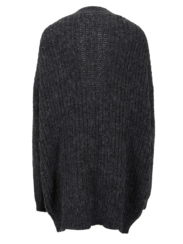 Denim Patch Pockets Knit Sweater