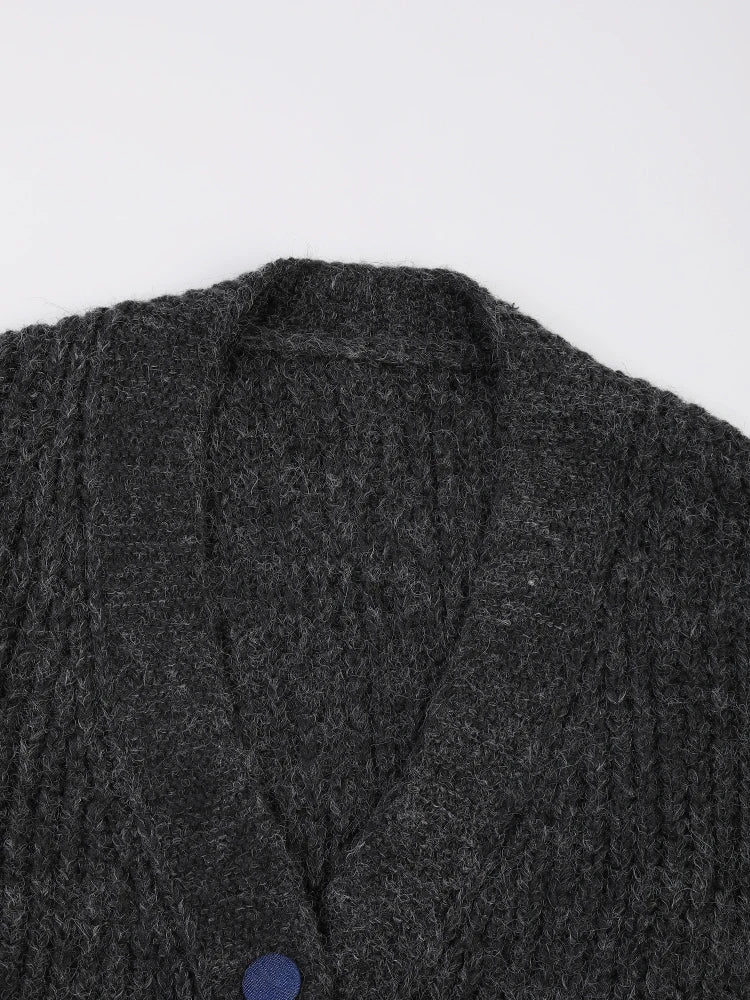 Denim Patch Pockets Knit Sweater