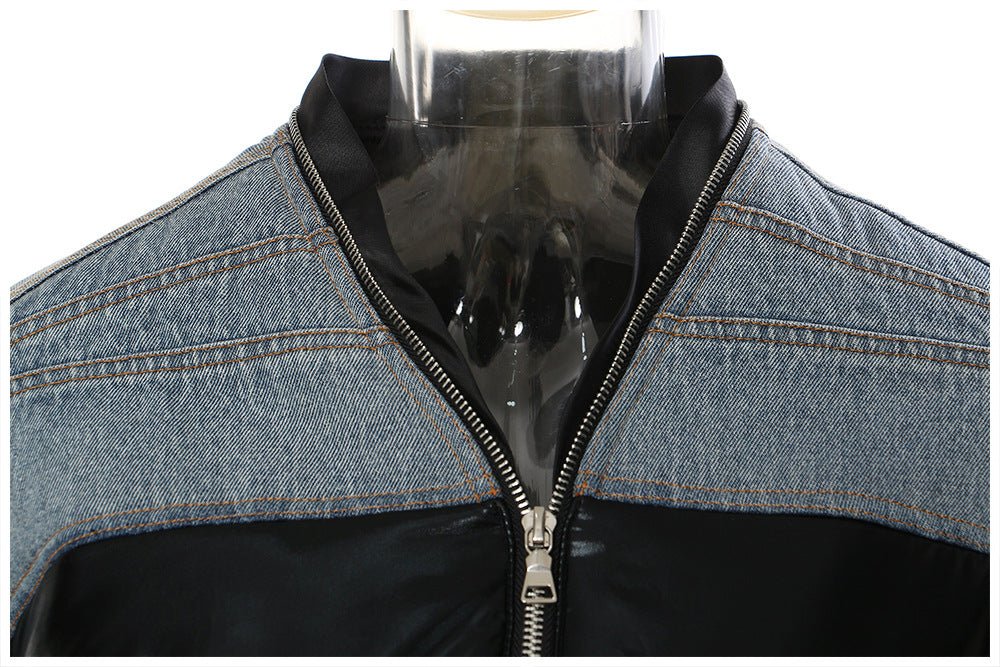 Denim Patchwork Cropped Jacket