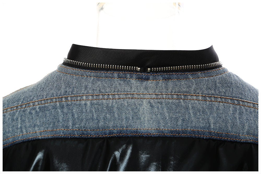 Denim Patchwork Cropped Jacket