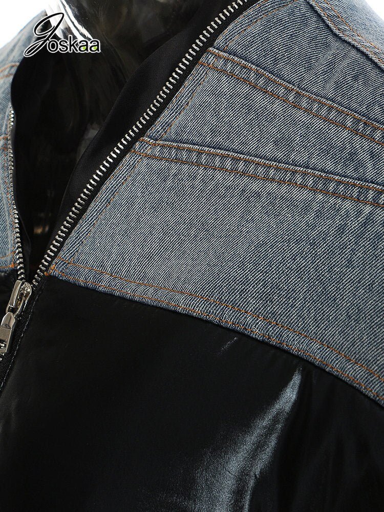 Denim Patchwork Cropped Jacket