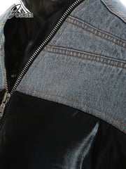 Denim Patchwork Cropped Jacket