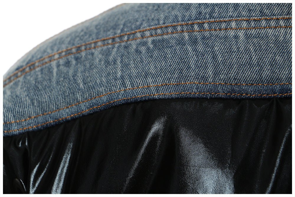 Denim Patchwork Cropped Jacket