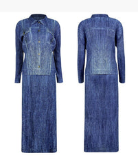 Denim Pleated Set