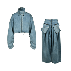 Denim Sweater Wide Leg Pants Set - @phenomenalkat