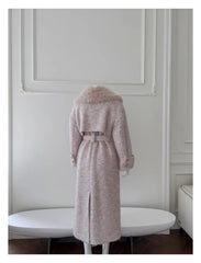 Detachable Collar Belted Woolen Coat
