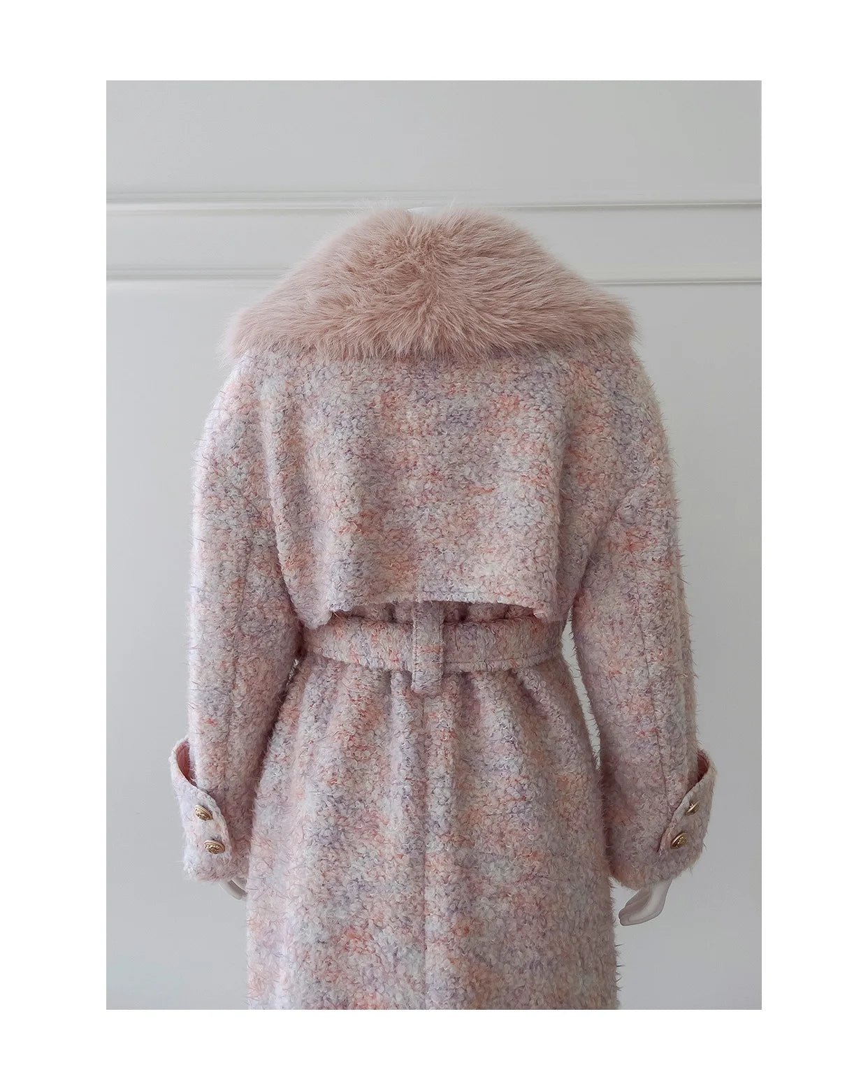 Detachable Collar Belted Woolen Coat