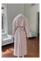 Detachable Collar Belted Woolen Coat