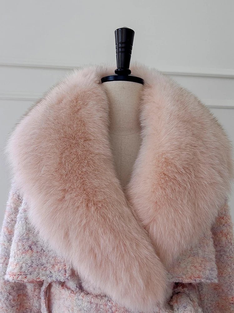 Detachable Collar Belted Woolen Coat