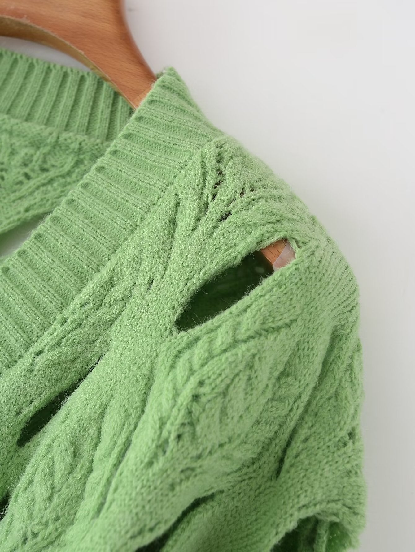 Diagonal Slits Square Button Sweater