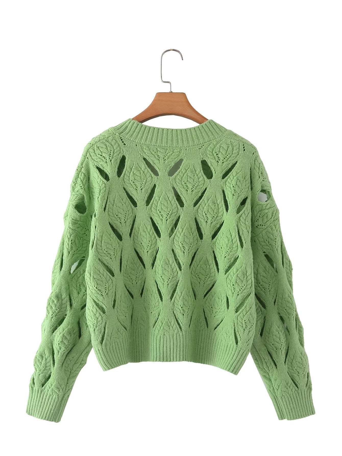 Diagonal Slits Square Button Sweater