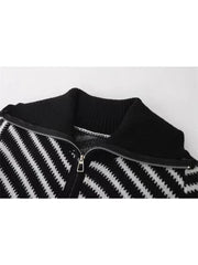 Diagonal Stripes Basic Knit Cardigan