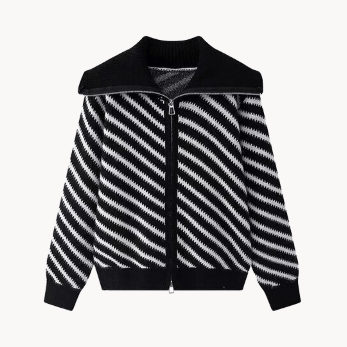 Diagonal Stripes Basic Knit Cardigan