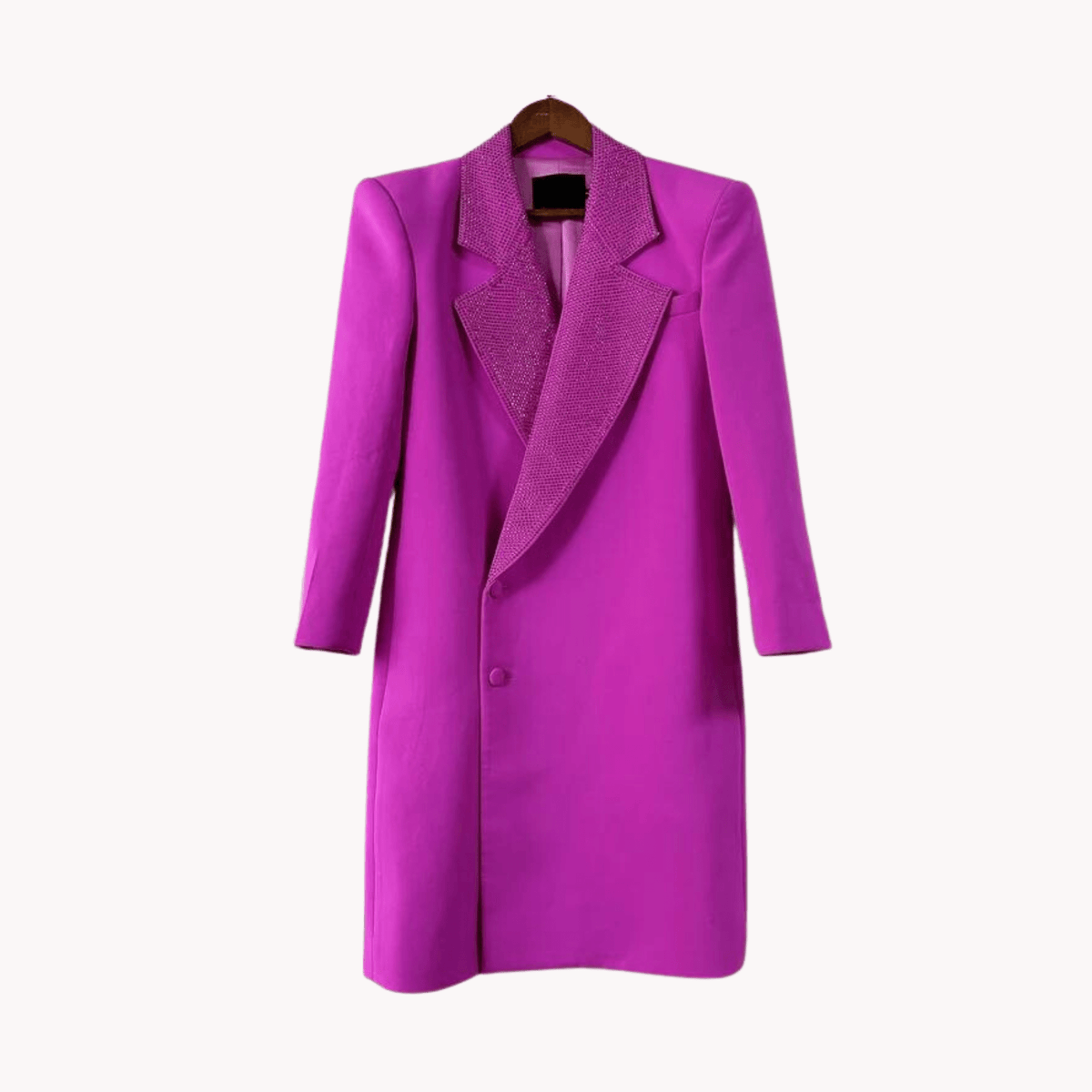 Diamond Beads Collar Long Blazer