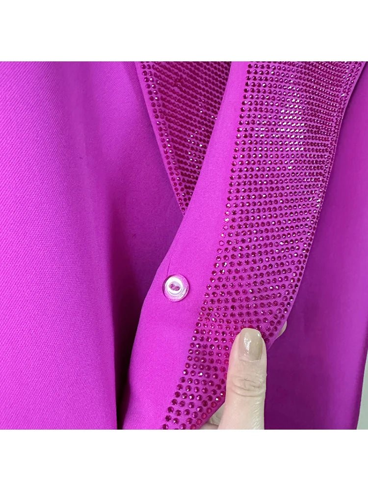 Diamond Beads Collar Long Blazer