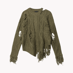 Distressed Fringe Knit Sweater