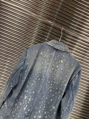 Distressed Single Button Denim Jacket