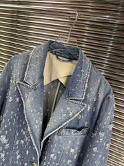 Distressed Single Button Denim Jacket