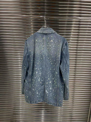 Distressed Single Button Denim Jacket